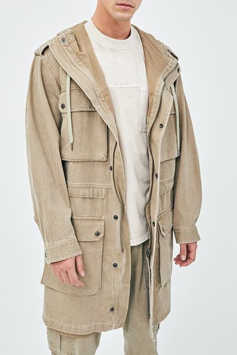 UNISEX LIGHT KHAKI IKKSXJISBAR TERRA® DENIM OVERSIZE PARKA by IKKS