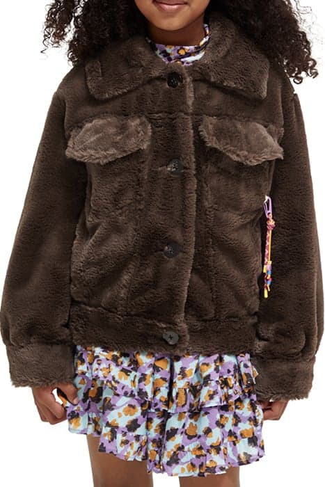 FAUX FUR TRUCKER JACKET DARK CHOCOLATE by Scotch & Soda