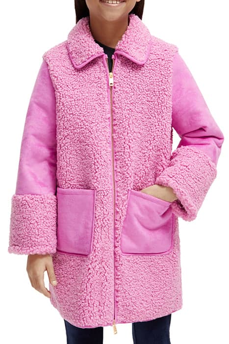 LONGER-LENGTH BONDED TEDDY JACKET FUCHSIA by Scotch & Soda