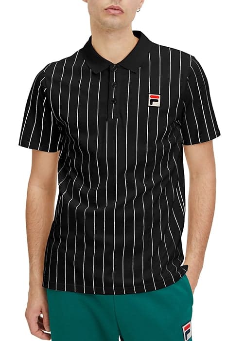 LUCKENWALDE POLO SHIRT BLACK/BRIGHT WHITE STRIPED by FILA