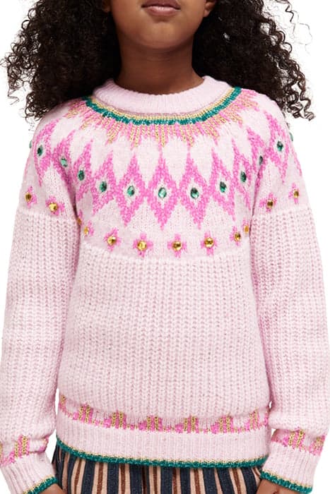 INTARSIA RHINESTONE PULLOVER DISCO PINK by Scotch & Soda