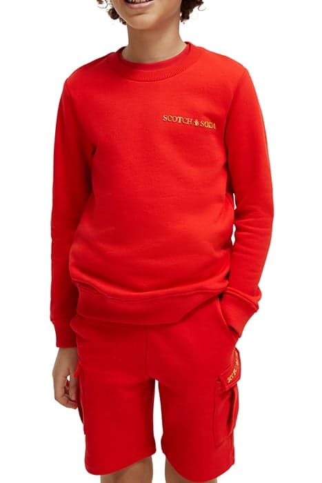 REGULAR FIT LOGO SWEATSHIRT IN ORGANIC COTTON RADIO RED by Scotch & Soda