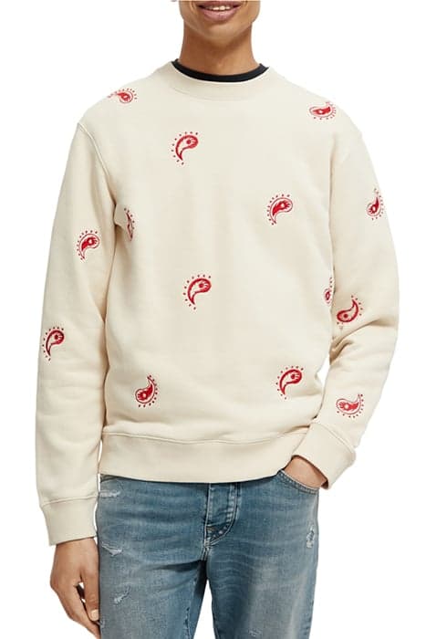 ALLOVER EMBROIDERED SWEATSHIRT STONE by Scotch & Soda