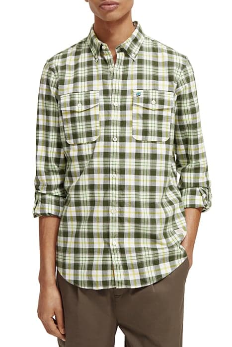 LIGHTWEIGHT FLANNEL CHECK SHIRT GREEN CHECK by Scotch & Soda