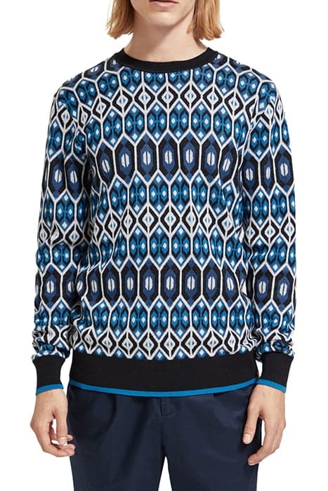 REGULAR FIT CREW NECK MERINO JAQUARD NORDIC BLUE by Scotch & Soda