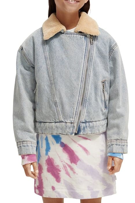 TEDDY LINED DENIM BIKER JACKET INDIGO by Scotch & Soda