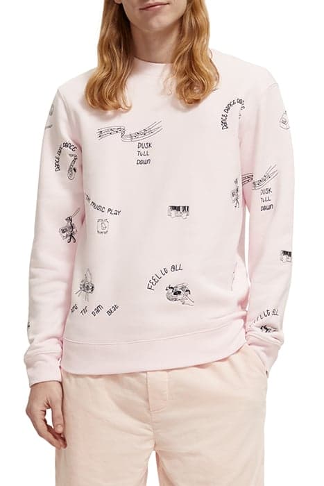 ALLOVER EMBROIDERED SWEATSHIRT PINK CLOUD by Scotch & Soda