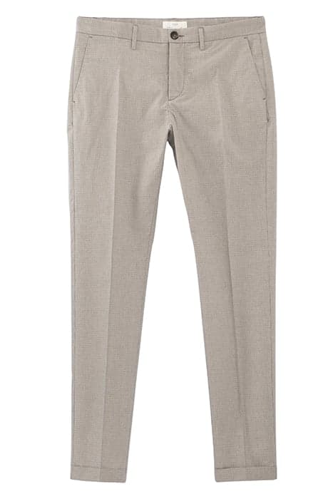 BEIGE SEMI-PLAIN CHECK SLIM TROUSERS by IKKS