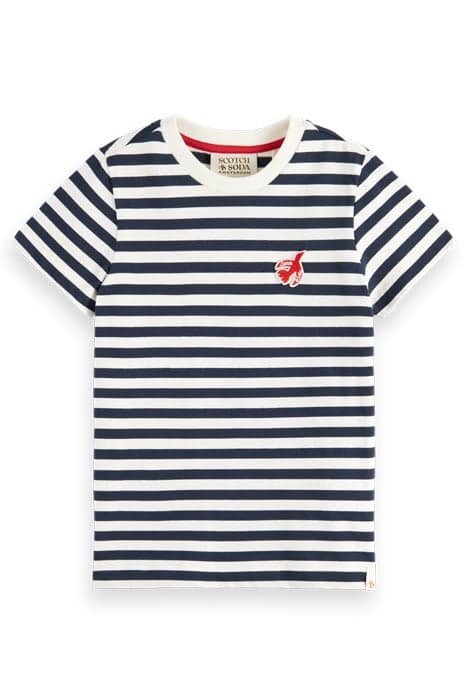 THE FREE SPIRIT PEACE BIRD STRIPED T-SHIRT IN ORGANIC COTTON by Scotch & Soda