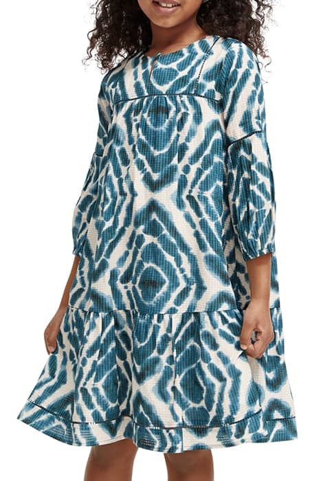 ALL-OVER PRINTED LADDER TAPE MIDI DRESS DISCO TIE DYE BOTTLE by Scotch & Soda