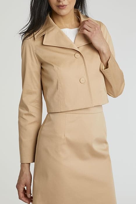 JACKET IN SATIN STRETCH COTTON NOUGAT by Paule Ka