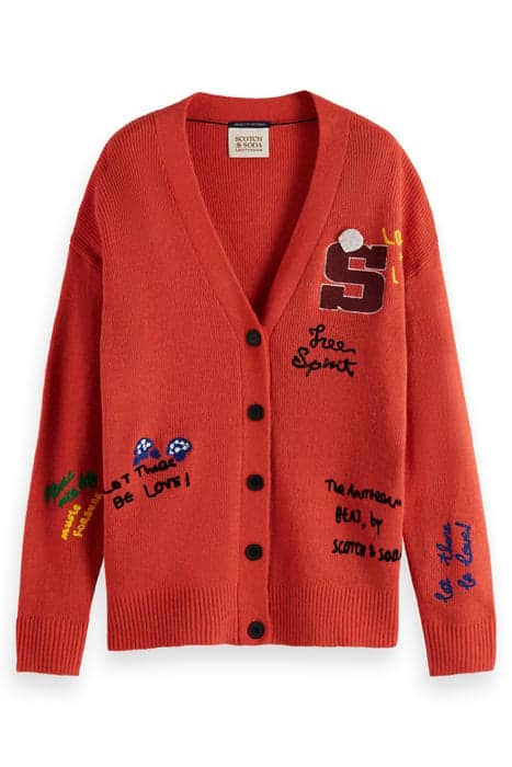 VARSITY EMBROIDERED CARDIGAN RED by Scotch & Soda