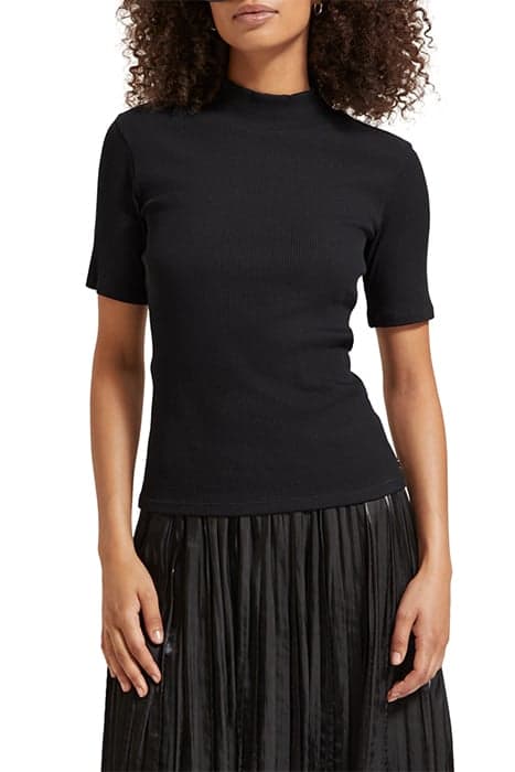 MOCK NECK RIBBED SLIM-FIT TOP EVENING BLACK by Scotch & Soda