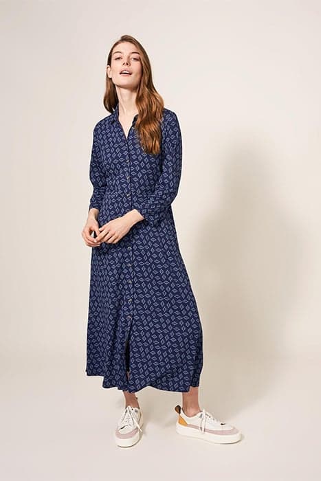 RUA JERSEY SHIRT DRESS NAVY MULTI by White Stuff