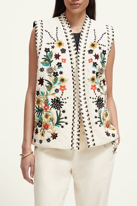 EMBROIDERED GILET ECRU by Scotch & Soda