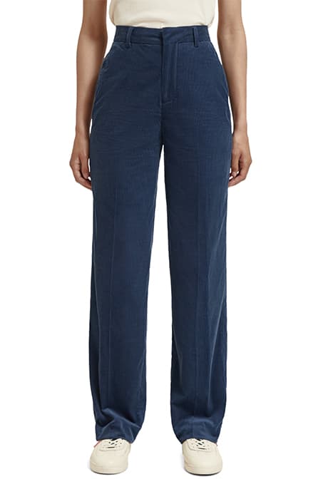 RIPPLE - HIGH WAIST STRAIGHT LEG CORDUROY PANT DUSTY BLUE by Scotch & Soda