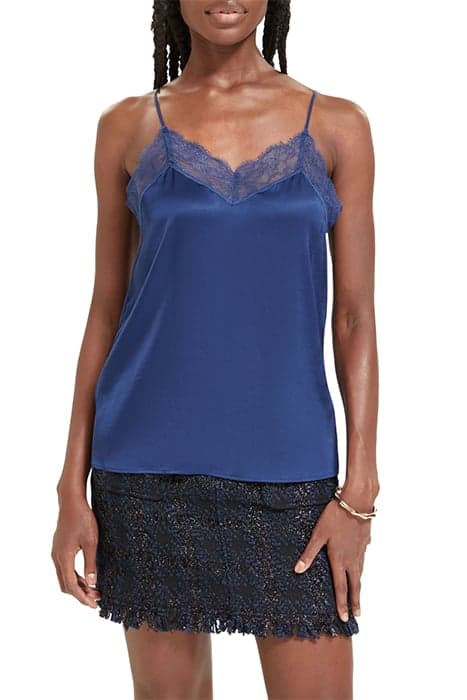 CAMISOLE WITH LACE TRIM DUTCH BLUE by Scotch & Soda