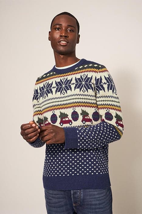 NOVELTY FAIRISLE CREW NAVY MULTI by White Stuff