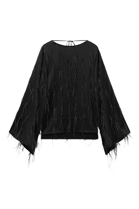 DAISY-FEATHER TOP BLACK by Reiss