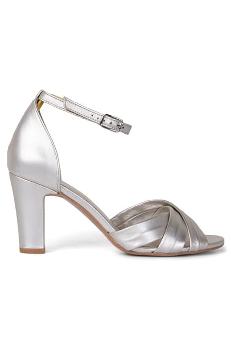 GOLD LEATHER HEELED SANDALS, CROSSOVER STRAPS by IKKS