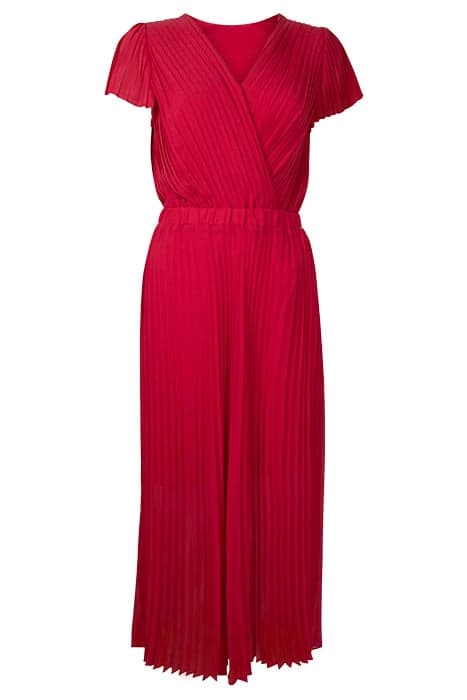 RED WRAP TOP FULLY PLEATED LONG DRESS by IKKS