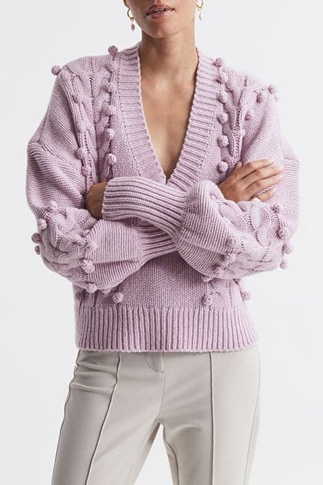 ELSA-JOSLIN WOOL CROP KNI CREAM/RHUBARB by Reiss