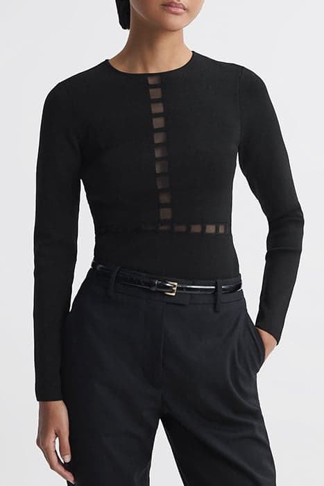 SADIE-MESH PANEL LONG SLE BLACK by Reiss