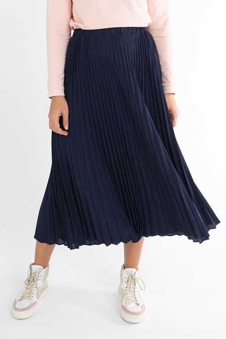 LONG NAVY PLEATED SKIRT WITH SIDE MARKING NAVY BLUE by ICODE