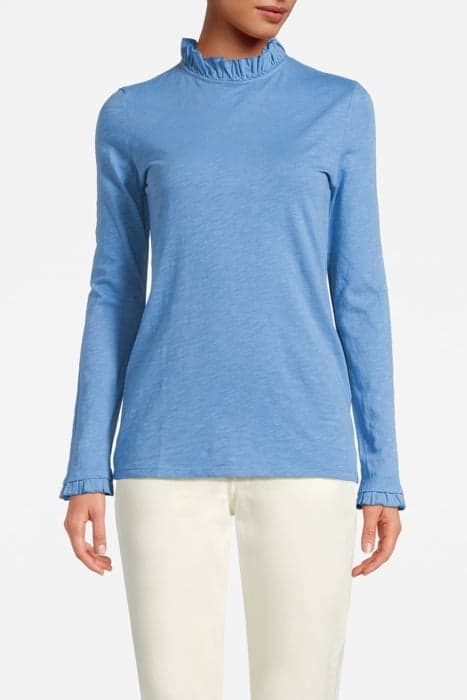 ORGANIC SLUB FRILL LONGSLEEVE FRENCH BLUE by Rich & Royal