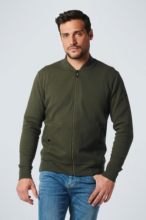 SWEATER FULL ZIPPER TWILL JACQUARD DARK GREEN by No Excess