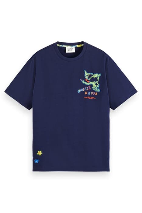 PLACED SWAN ARTWORK T-SHIRT NAVY BLUE by Scotch & Soda