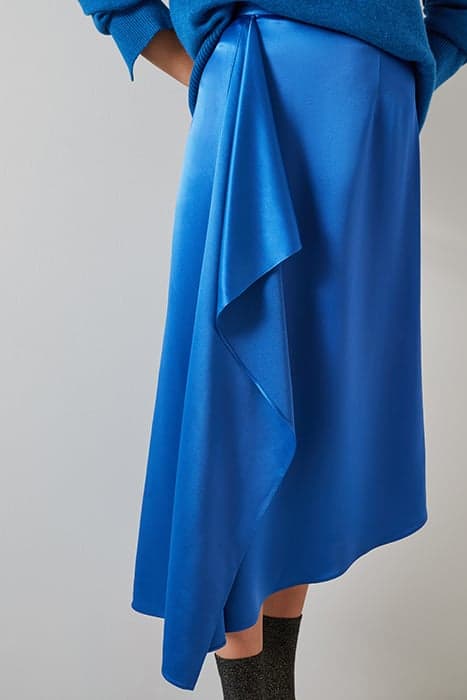 SK ZOE - SATIN DRAPE SKIR BLUE by LK Bennett