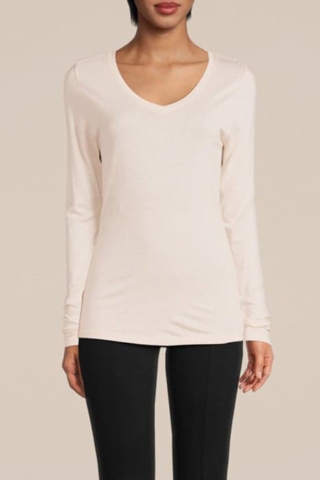 V NECK TOP VISCOSE WOOL JERSEY IVORY by Summum Woman