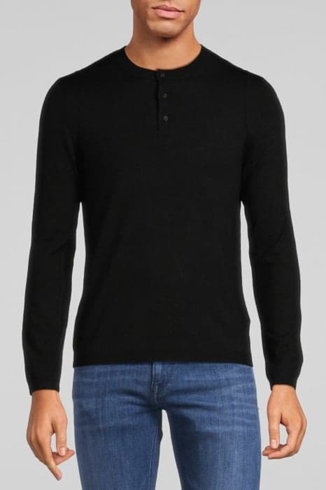 BLACK KNIT BUTTON-NECK SWEATER BLACK by IKKS