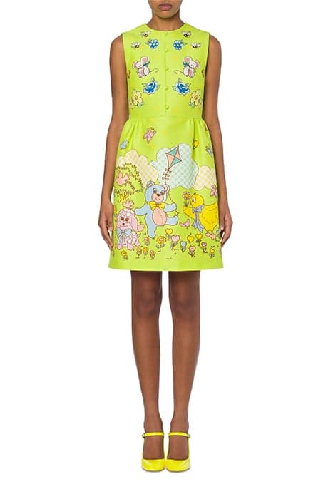 DUCHESS BABY BLANKET PRINT DRESS GREEN by Moschino