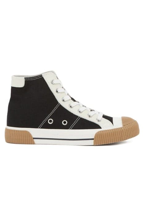 HIGH-TOP CANVAS SNEAKERS WITH LEATHER INSERTS BLACK by The Kooples