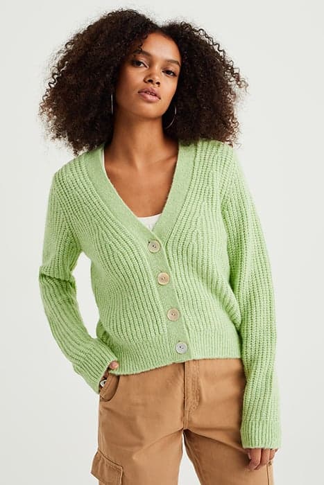 KNITTED CARDIGAN LIGHT GREEN by WE Fashion