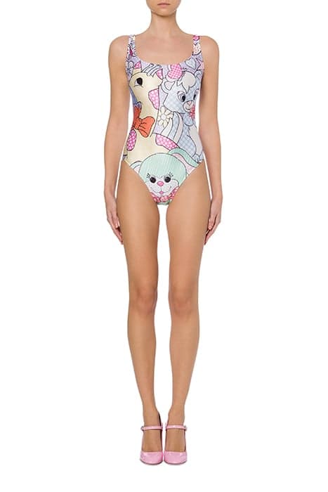 CALICO ANIMALS ONE-PIECE SWIMSUIT MULTICOLOR by Moschino