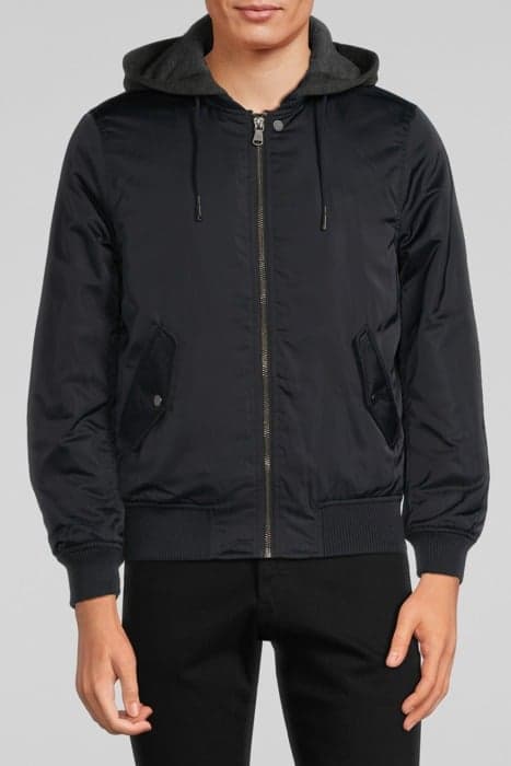 NAVY NYLON BOMBER JACKET WITH DETACHABLE HOOD NAVY by IKKS