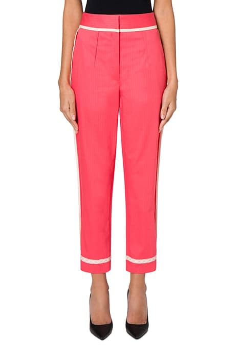 SARTORIAL DETAILS HERRINGBONE COTTON TROUSERS PINK by Moschino