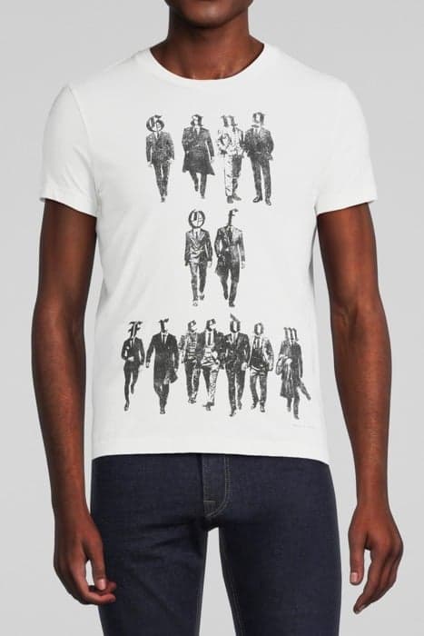 WHITE T-SHIRT WITH GANG IN SUITS IMAGE OFF WHITE by IKKS