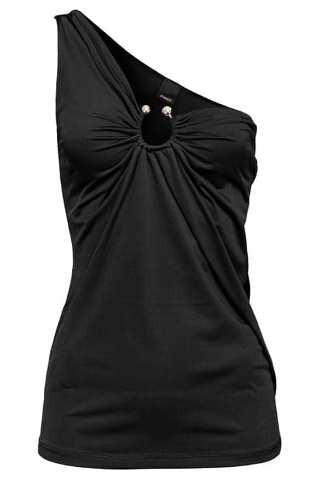 TORTUOSO TOP TECNO JERSEY LUCIDO CON ANELLA LOVE BLACK by PINKO