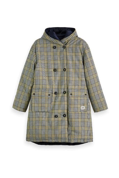 REVERSIBLE DOUBLE BREASTED JACKET IN CHECK AND SOLID COMBO E by Scotch & Soda