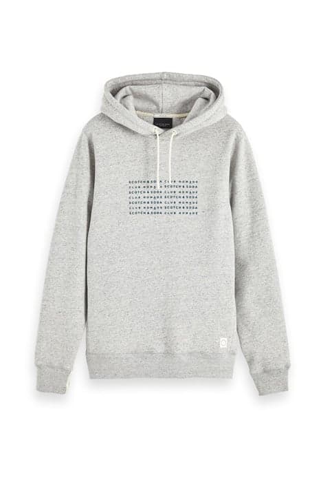 CLUB NOMADE HOODY WITH ZIP POCKETS AND ARTWORKS GREY MELANGE by Scotch & Soda