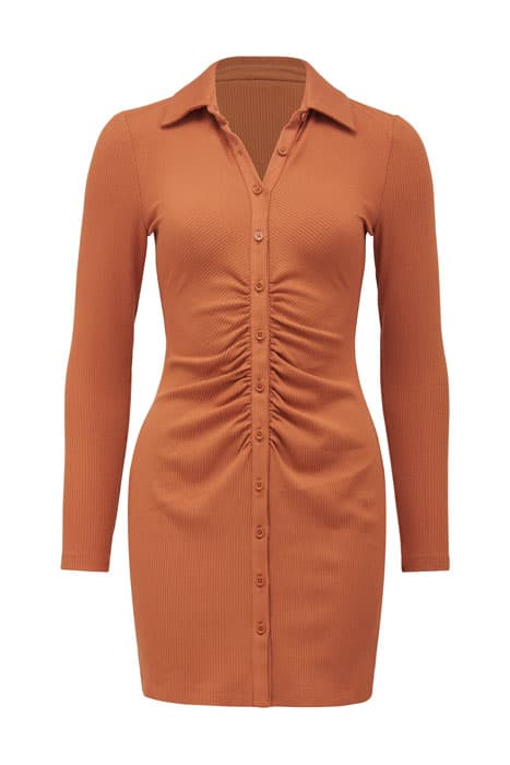 TARA RUCHED SHIRT JERSEY DRESS RUST by Forever New