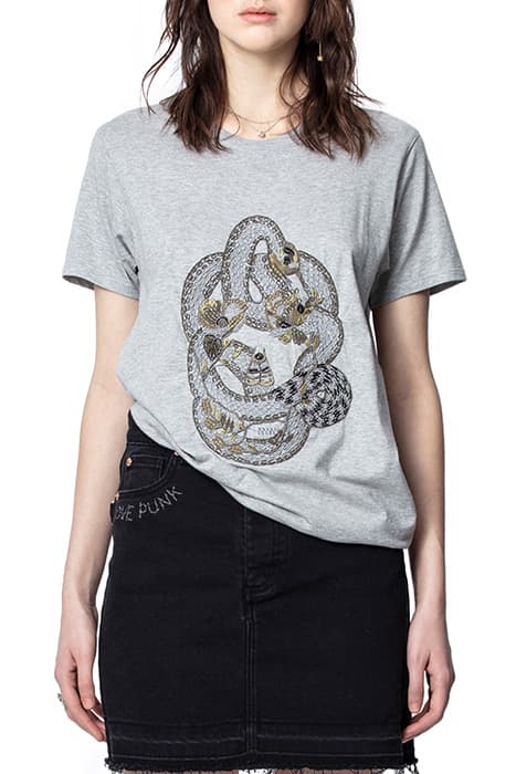 ARIA CANNETILLE T-SHIRT BRODE GRIS CHINE by ZADIG&VOLTAIRE