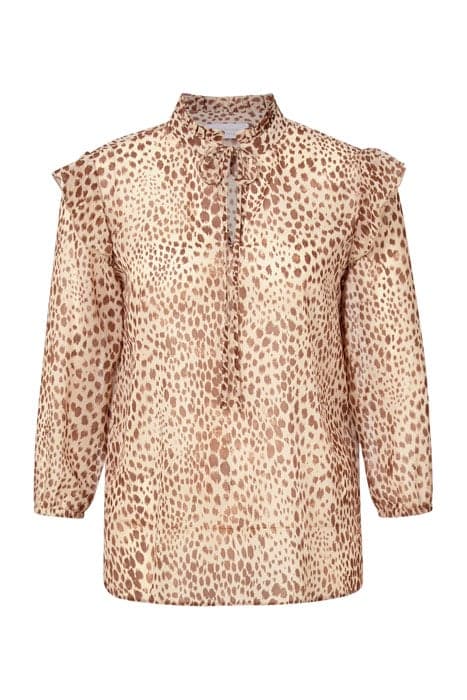 PRINTBLUSE MIT RÜSCHEN IN BEIGE by Rich & Royal