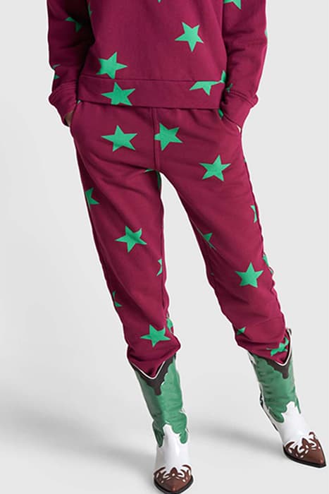 LADIES KNITTED STAR SWEAT PANTS CERISE by Alix The Label