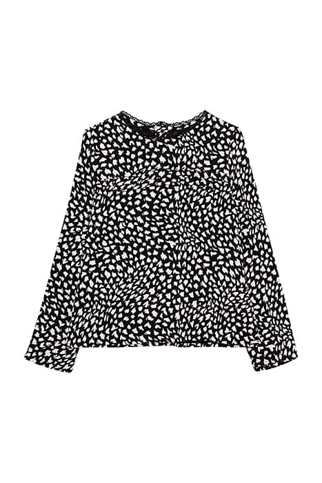 GIRLS’ BLACK TACHIST PRINT BLOUSE by IKKS