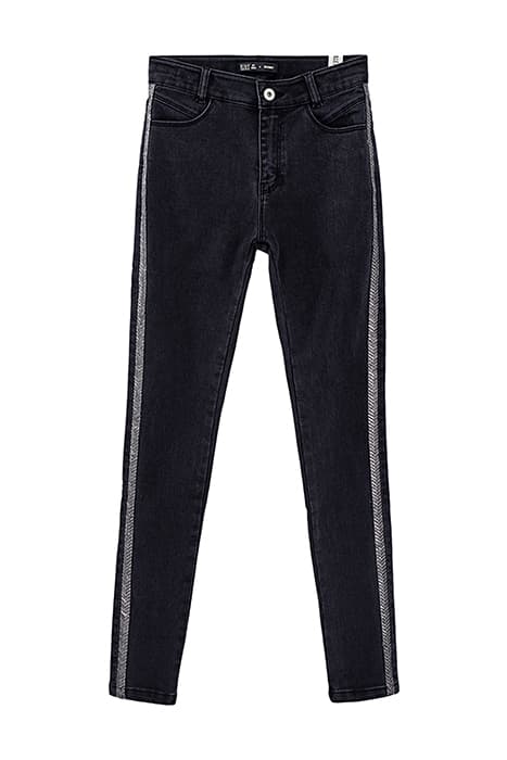 GIRLS’ BLACK WORN-OUT SKINNY JEANS + CHEVRON-SEQUIN BRAID by IKKS